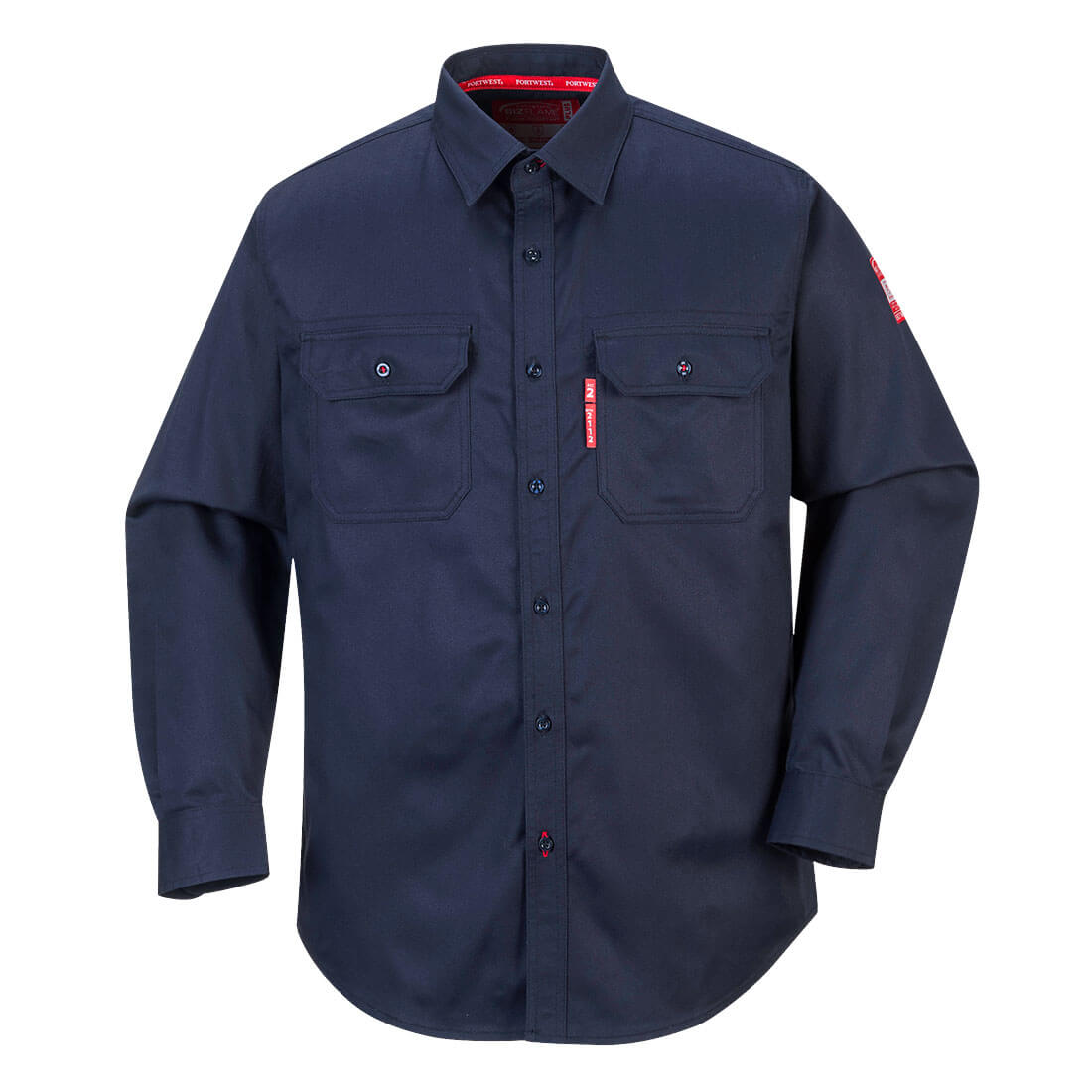 FR89 Portwest® Bizflame® 88/12 FR/AR Button Down Shirts - Navy